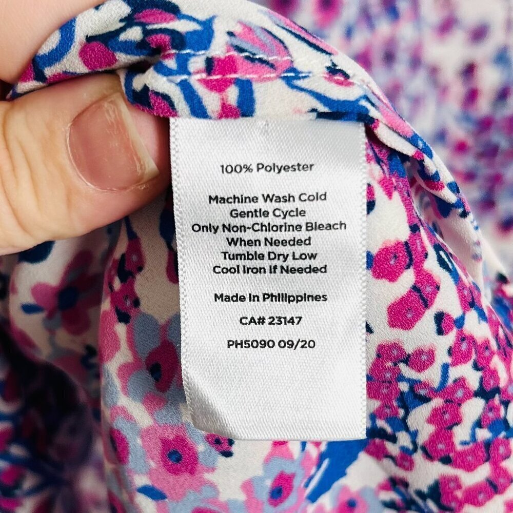 TALBOTS PLUS 1x White, Pink, and Purple Floral Button Peasant Style Boho Blouse - Picture 11 of 11